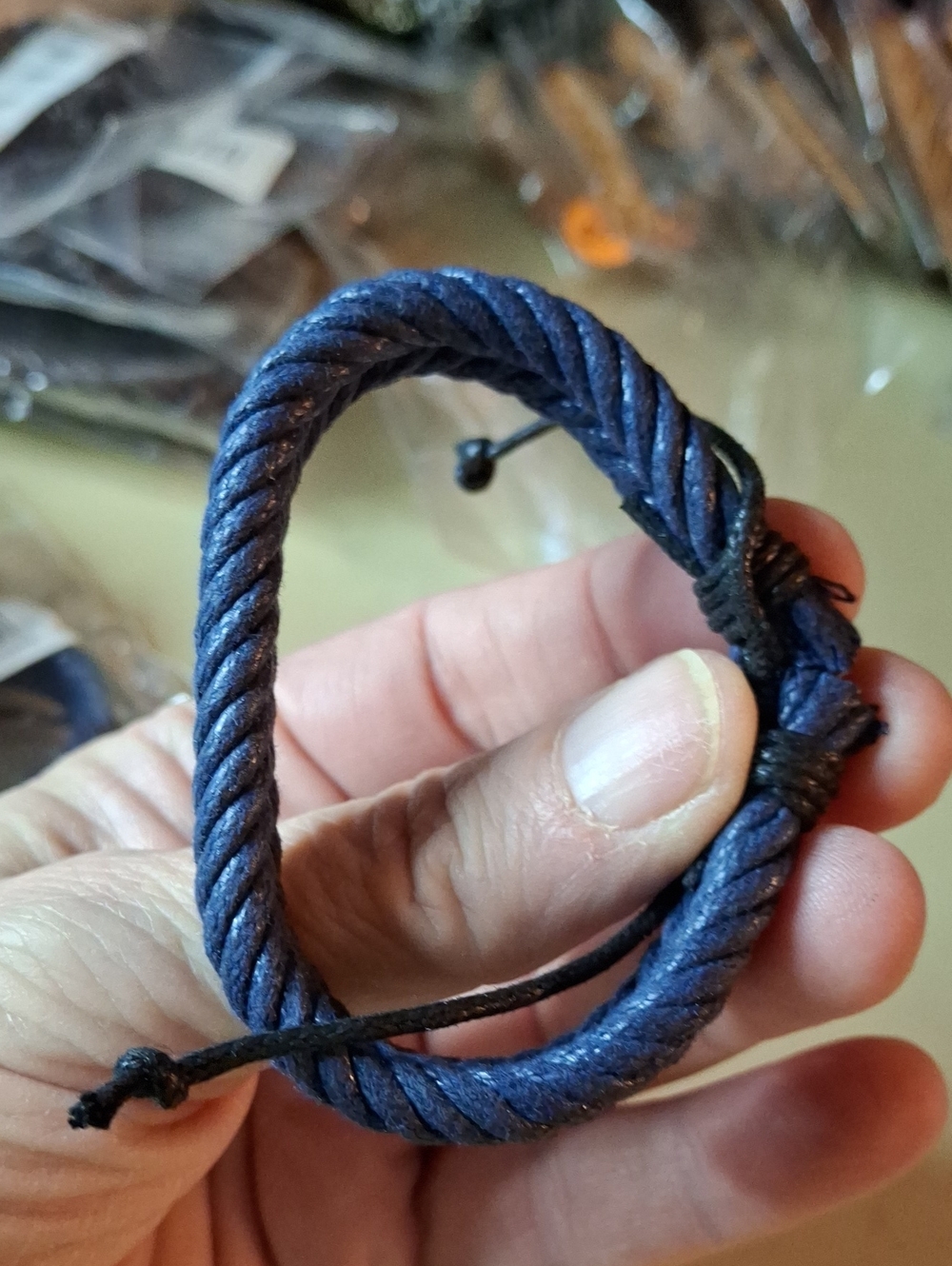 Braided Pleather Bracelet - Blue